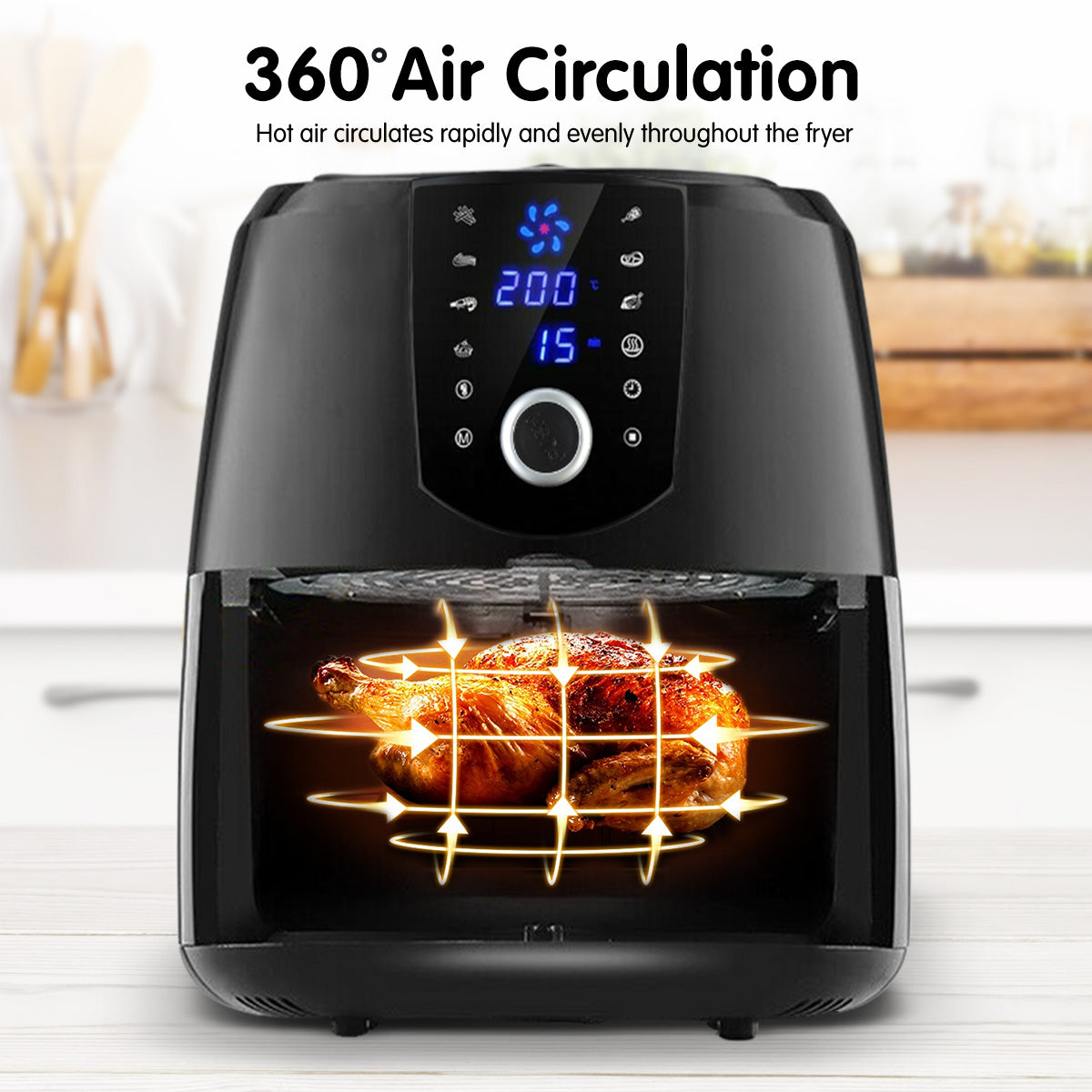 Pronti 7.2L 1800W Air Fryer Cooker Kitchen Oven Black