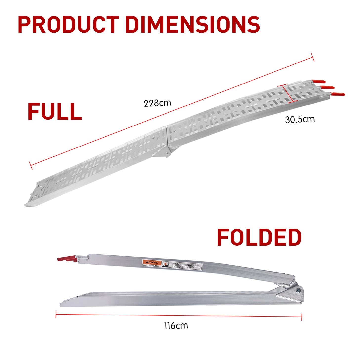 Aluminium ATV Loading Ramp Foldable - Silver