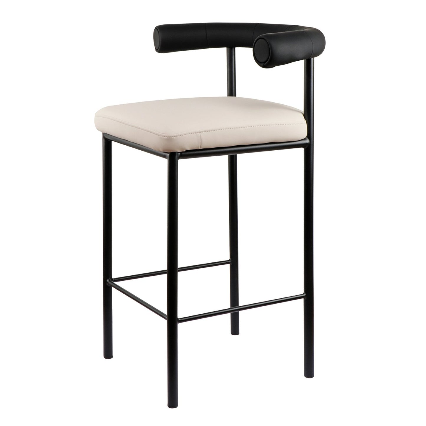 Sarantino Cedric Kitchen Bar Stool - Black and Beige