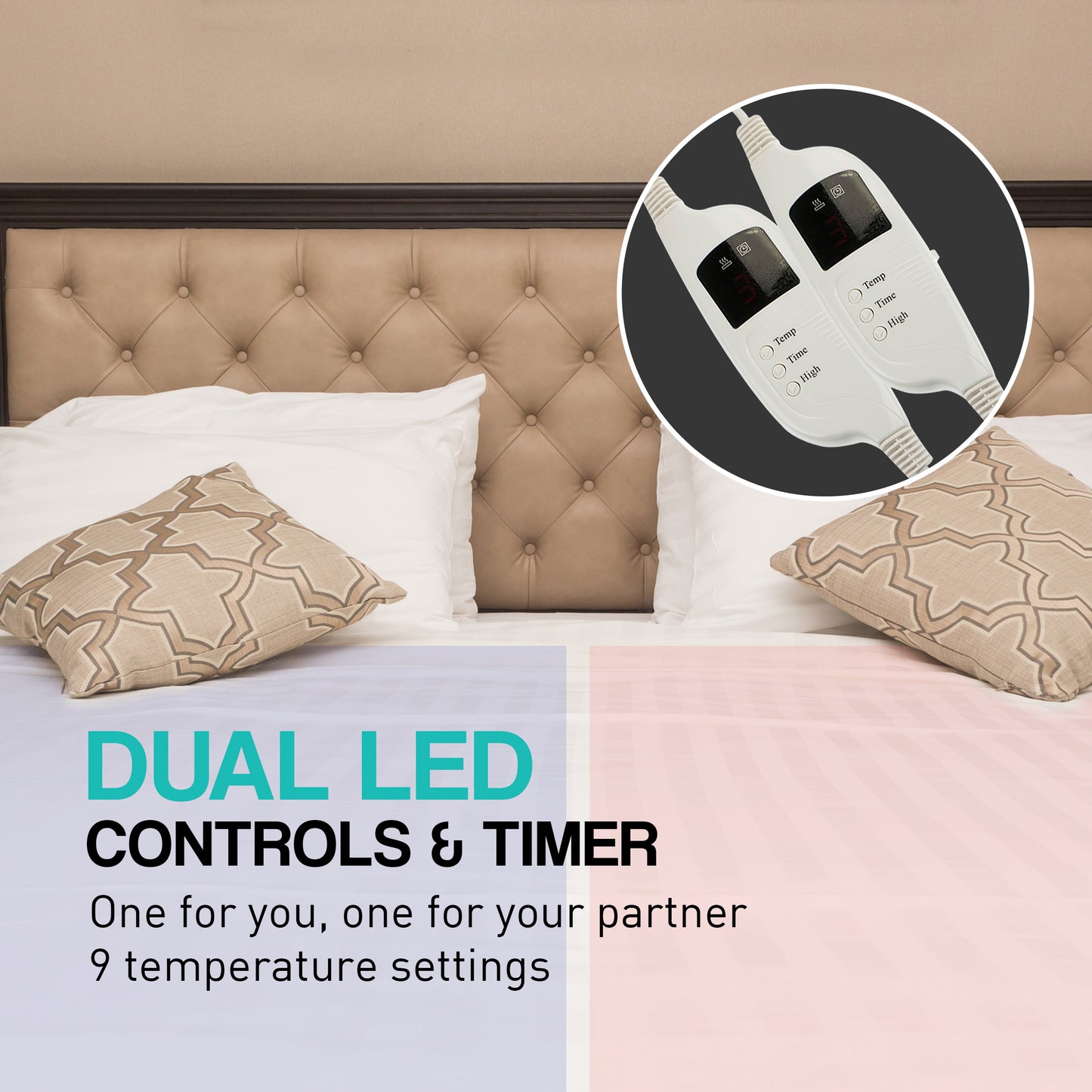 Laura Hill Heated Electric Blanket Fitted Fleece Underlay Throw Double
