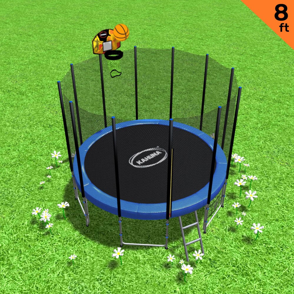 Blizzard 8ft Trampoline Blue with Basketball Set