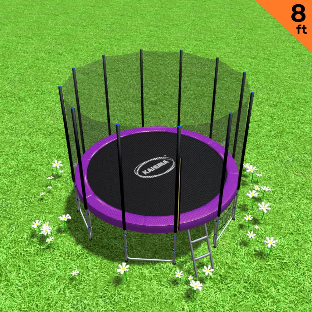 8ft Round Trampoline Free Safety Net pad mat ladder shoe Tidy Purple