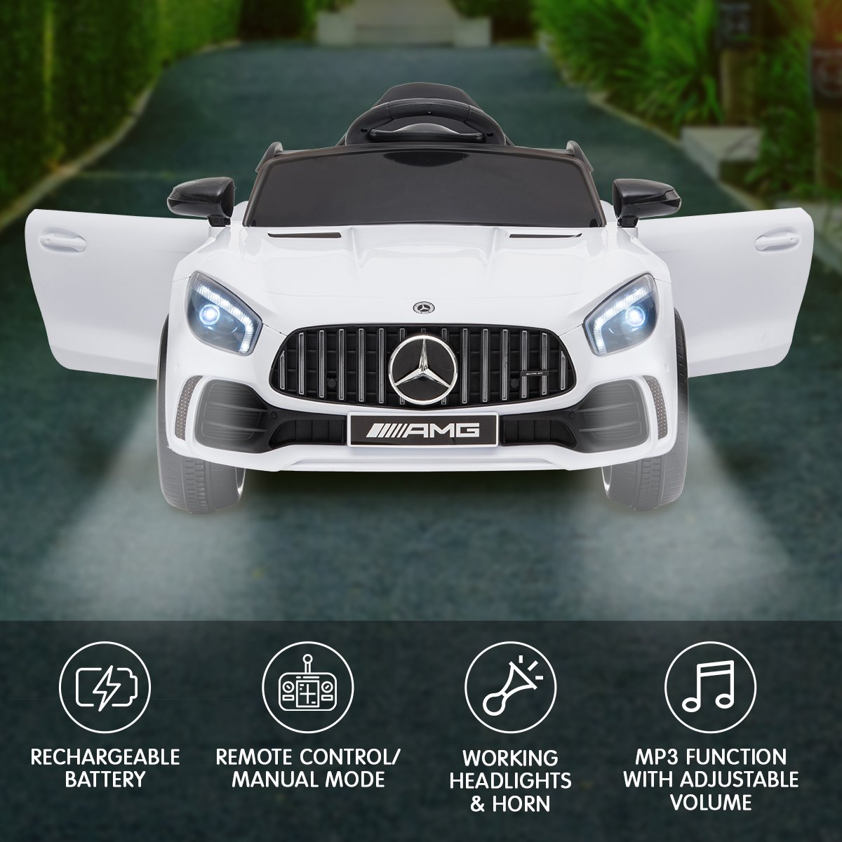 Mercedes Benz Licensed Kids Electric Ride On Car Remote Control White