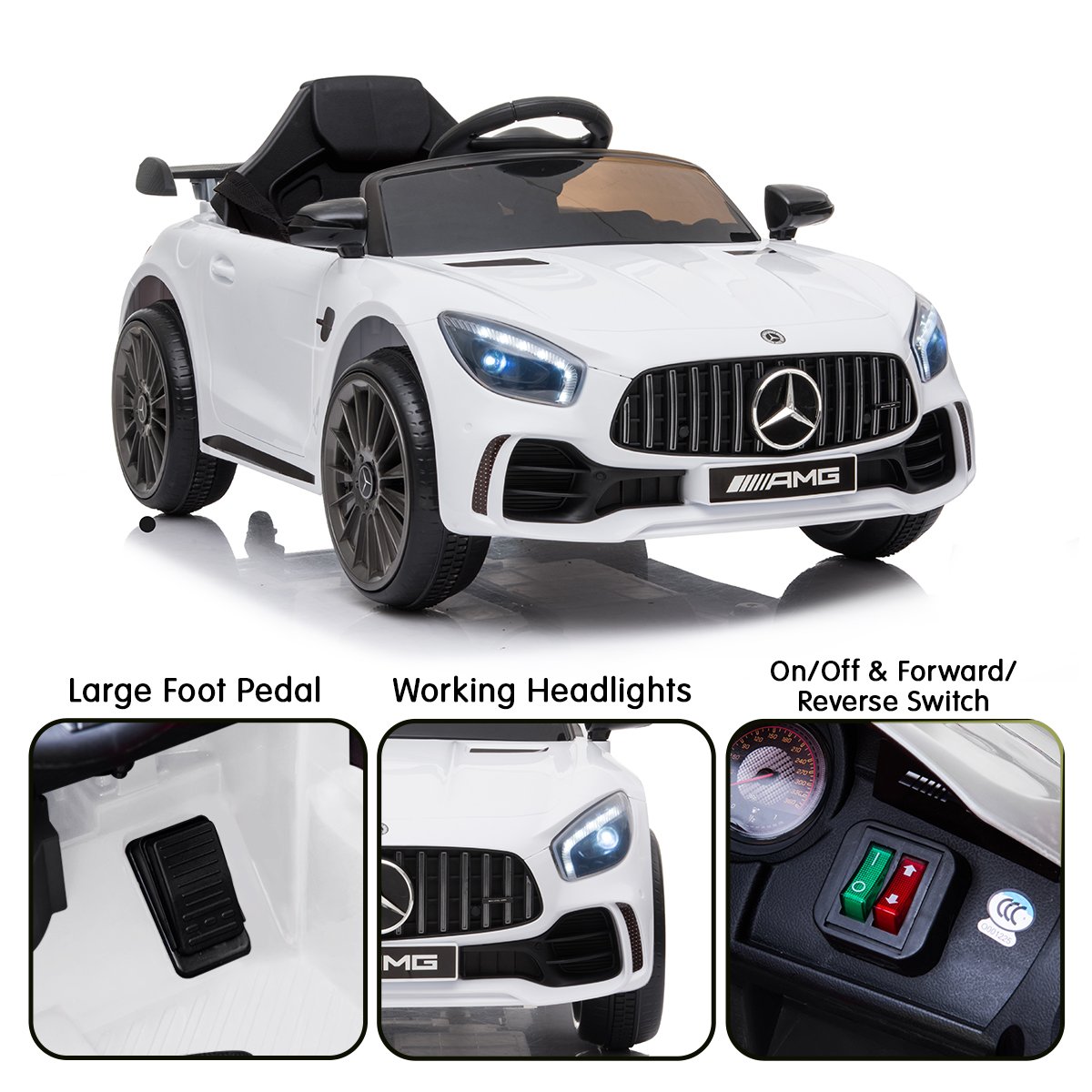 Mercedes Benz Licensed Kids Electric Ride On Car Remote Control White