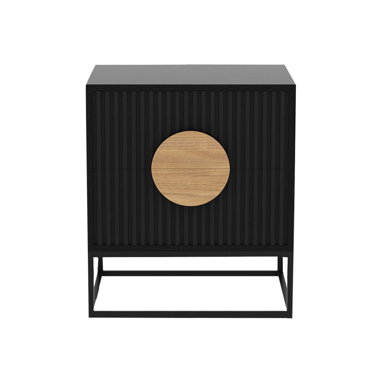 Sarantino Silvia Bedside Table with 2 Drawers - Black