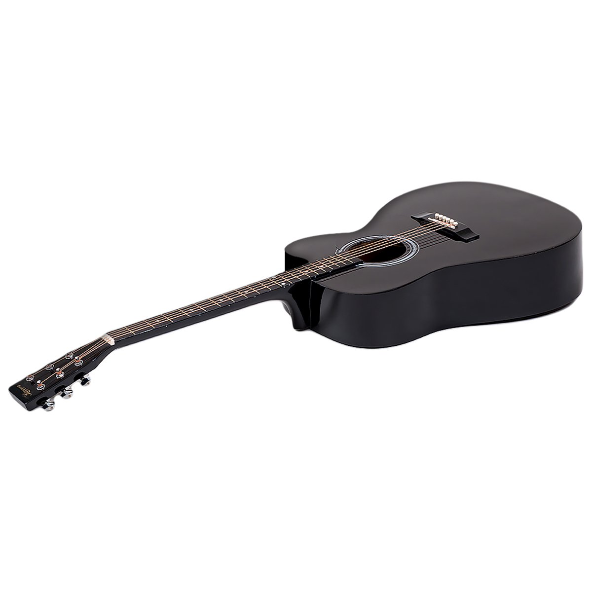 Karrera 38in Acoustic Guitar with Pick Guard Steel String Bag - Black