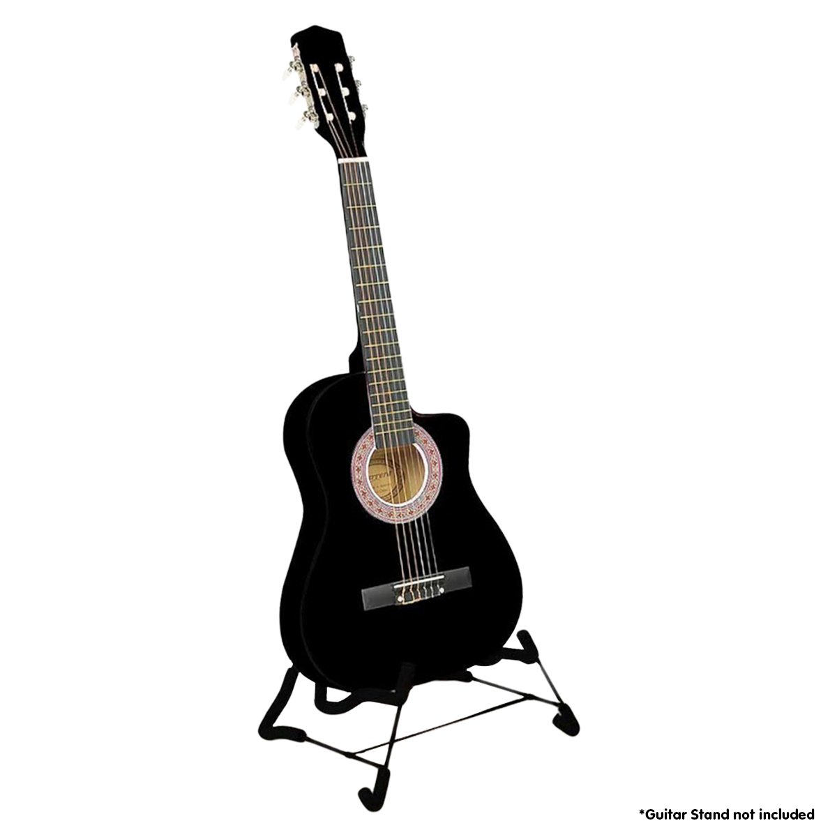 Karrera 38in Acoustic Guitar with Pick Guard Steel String Bag - Black