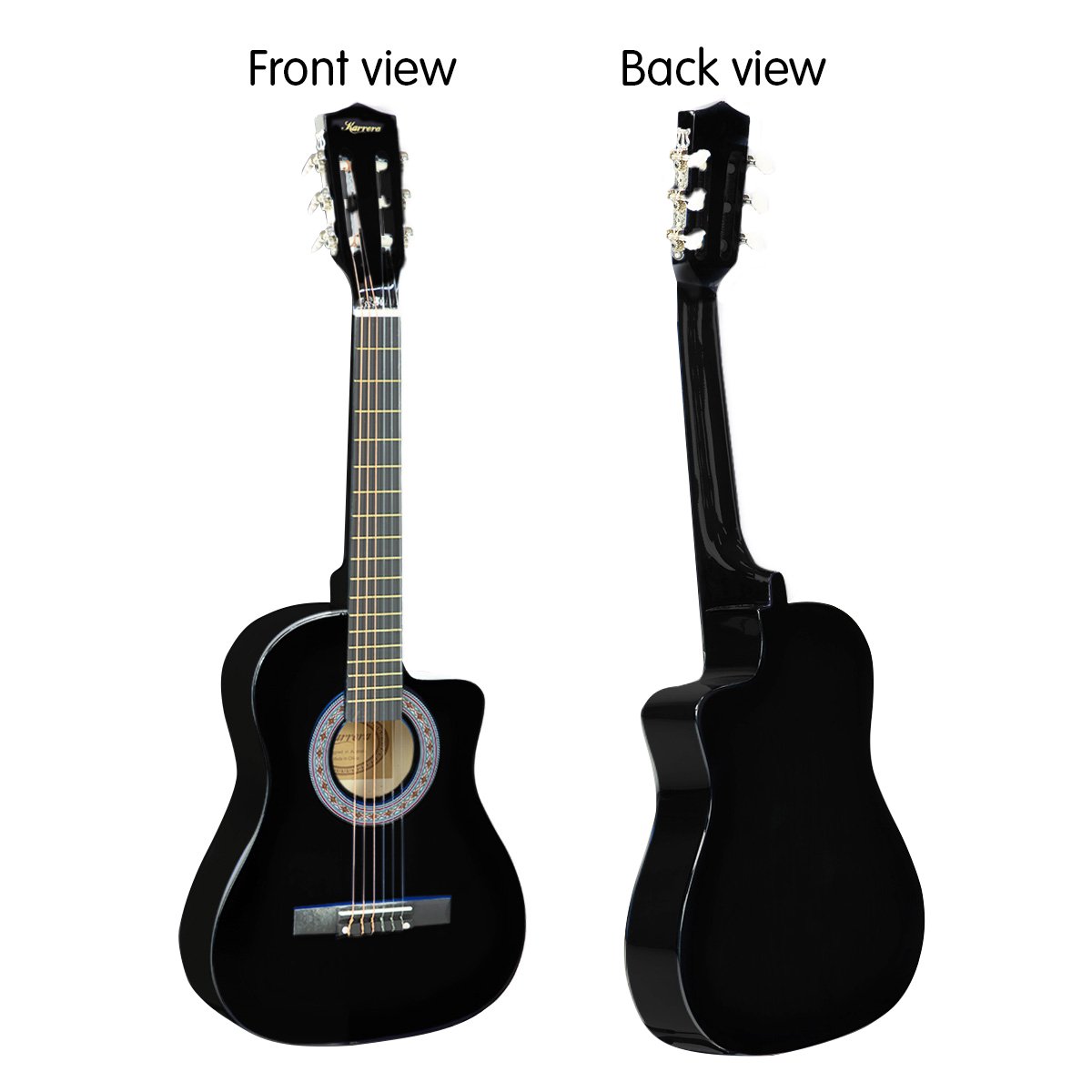 Karrera 38in Acoustic Guitar with Pick Guard Steel String Bag - Black