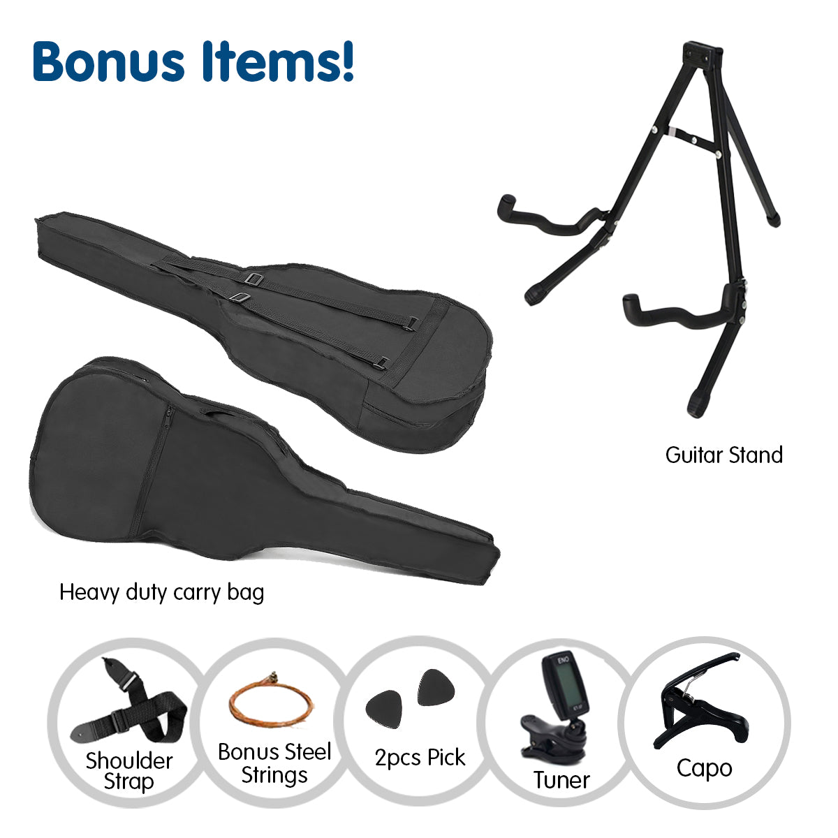 38in Pro Cutaway Acoustic Guitar with guitar bag - Natural