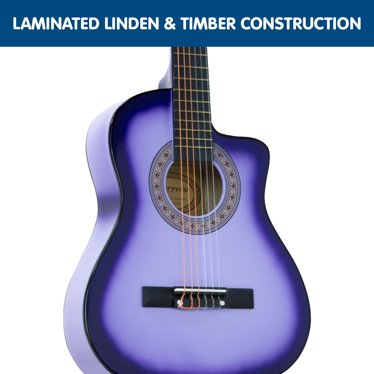 38in Cutaway Acoustic Guitar with guitar bag - Purple Burst