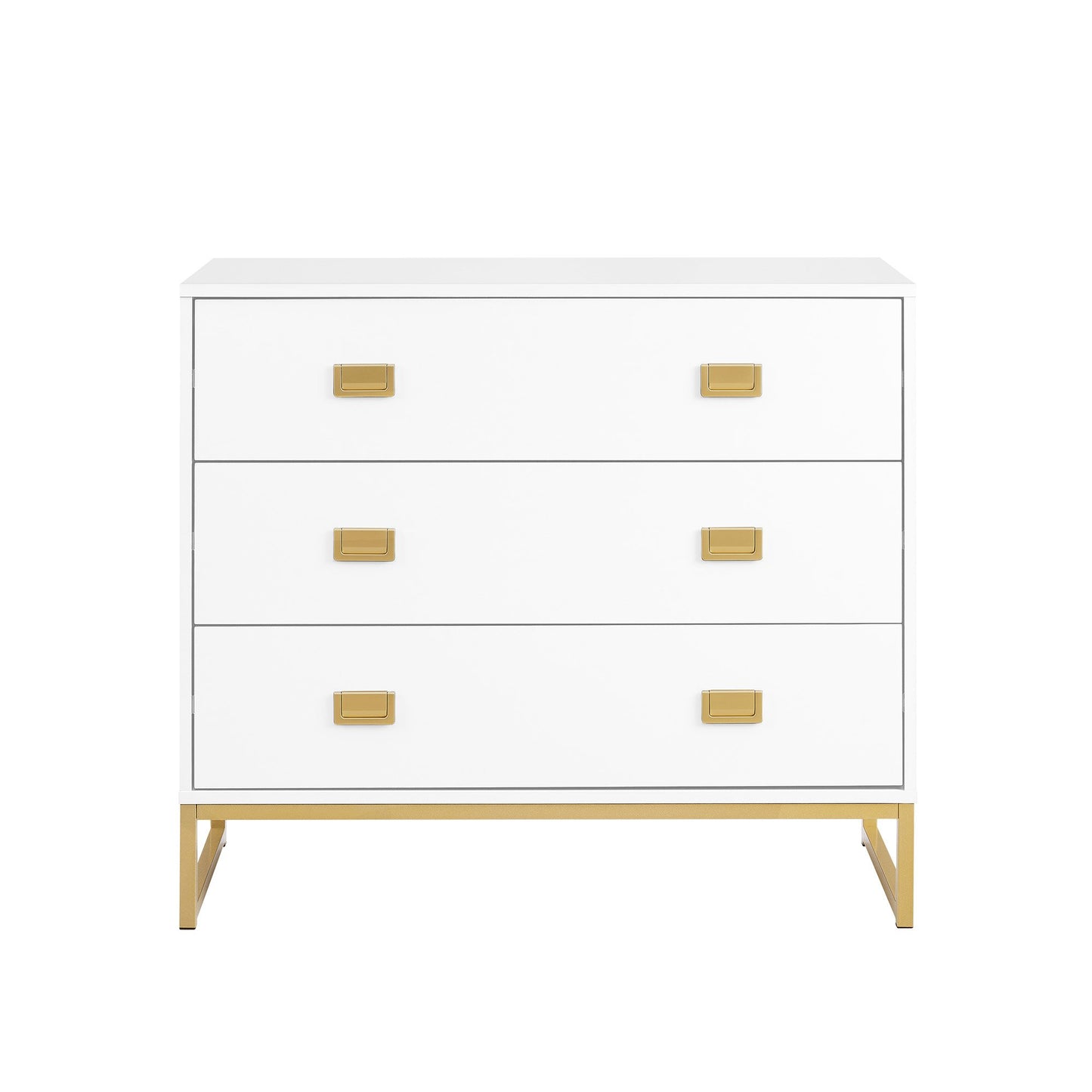 Sarantino Amara Chest of Drawers Tallboy Dresser - White/Gold