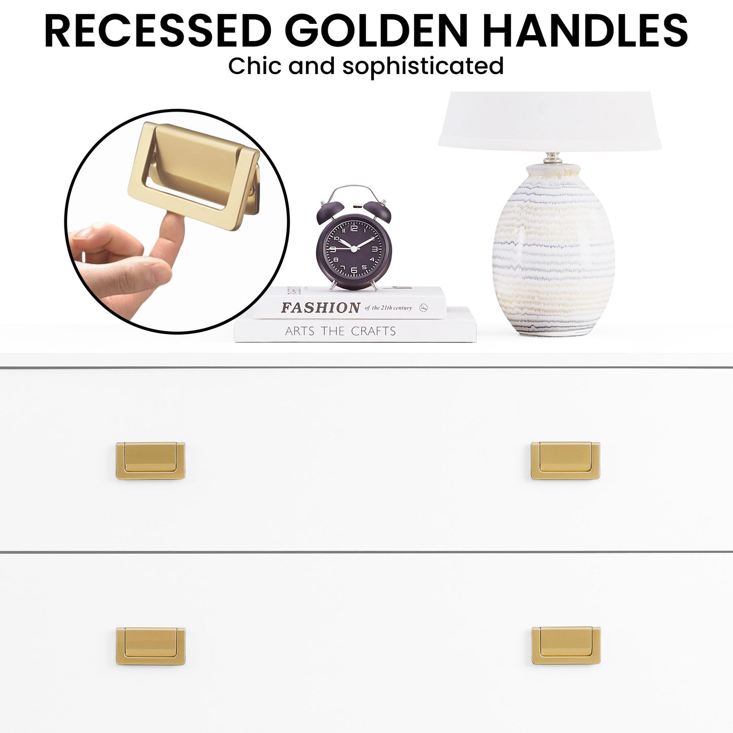 Sarantino Amara Chest of Drawers Tallboy Dresser - White/Gold