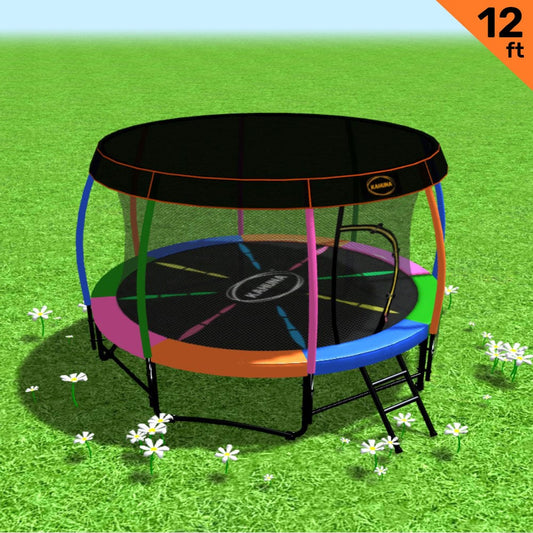 Kahuna Trampoline 12 ft with  Roof-Rainbow