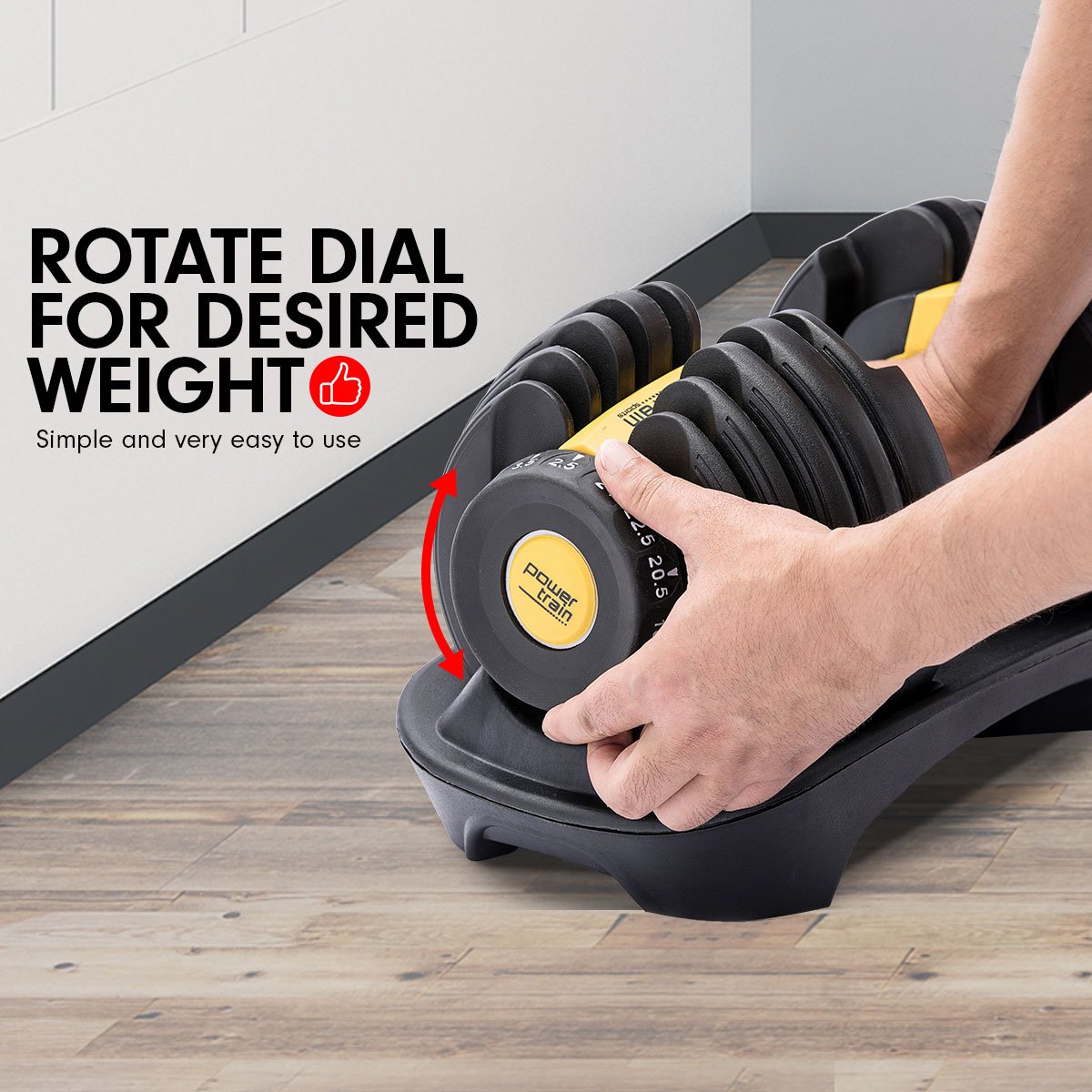 48kg Powertrain Adjustable Dumbbell Home Gym Set Gold