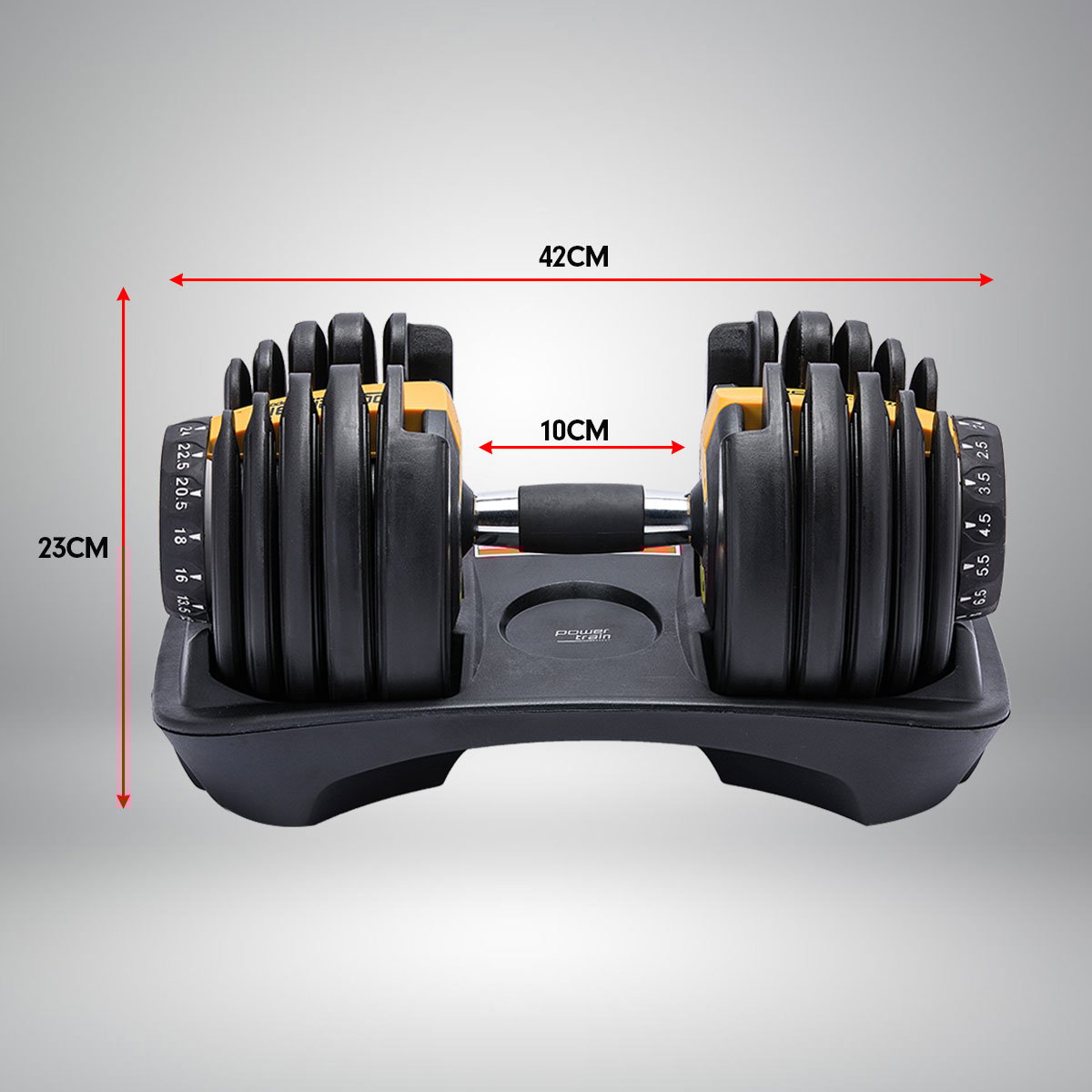 48kg Powertrain Adjustable Dumbbell Home Gym Set Gold