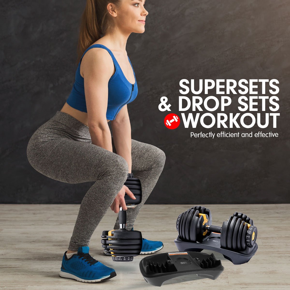 48kg Powertrain Adjustable Dumbbell Home Gym Set Gold