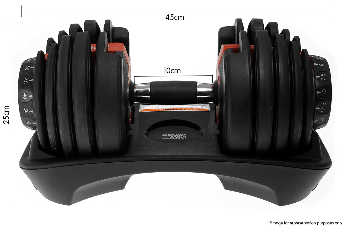 1x 40kg Powertrain Adjustable Dumbbell