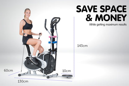 Powertrain 6-in-1 Elliptical Cross Trainer Bike with Weights and Twist Disc