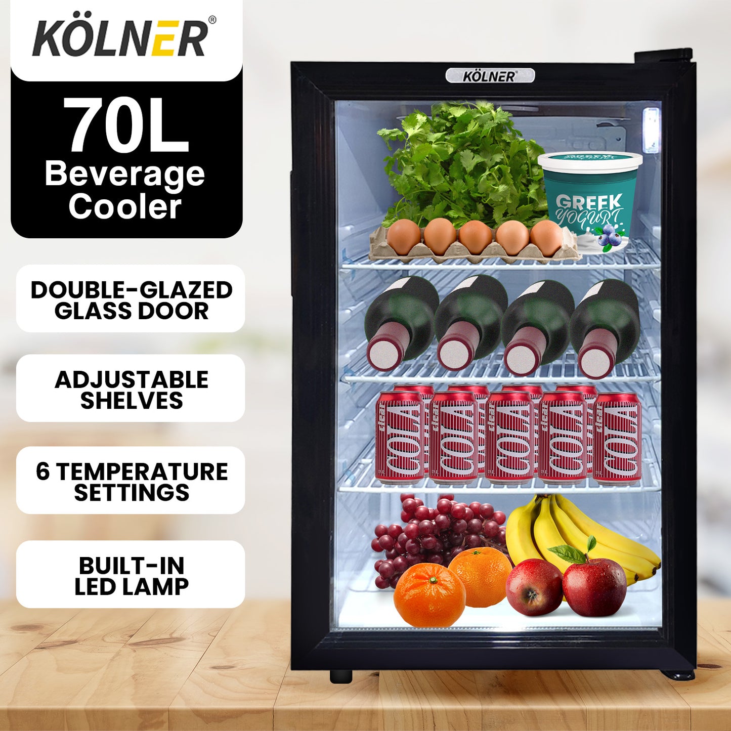 Kolner 70L Bar Fridge with Glass Door