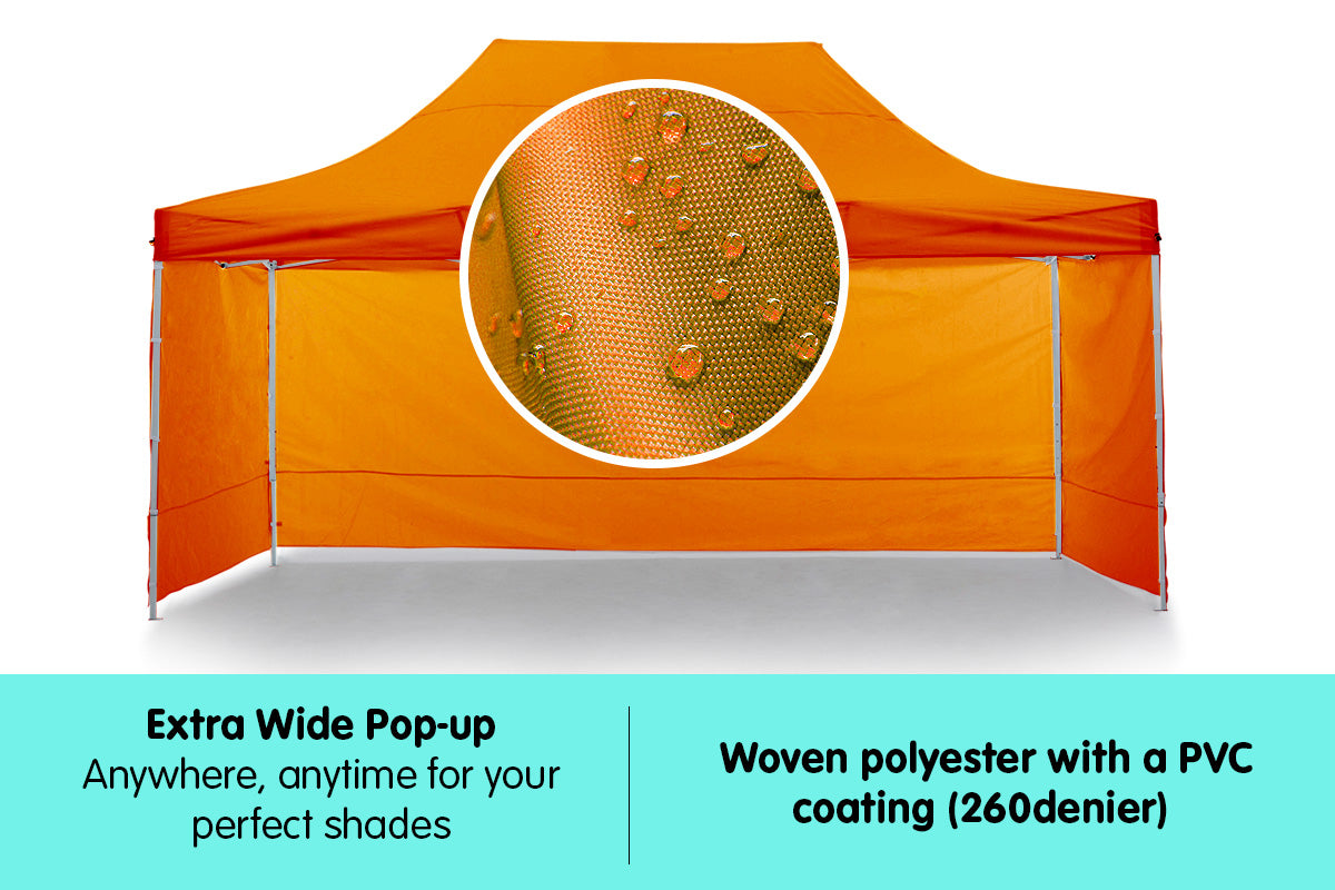 Gazebo Tent Marquee 3x4.5m PopUp Outdoor Wallaroo Orange