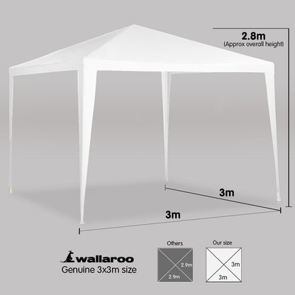 3x3m Wallaroo Outdoor Party Wedding Event Gazebo Tent - White