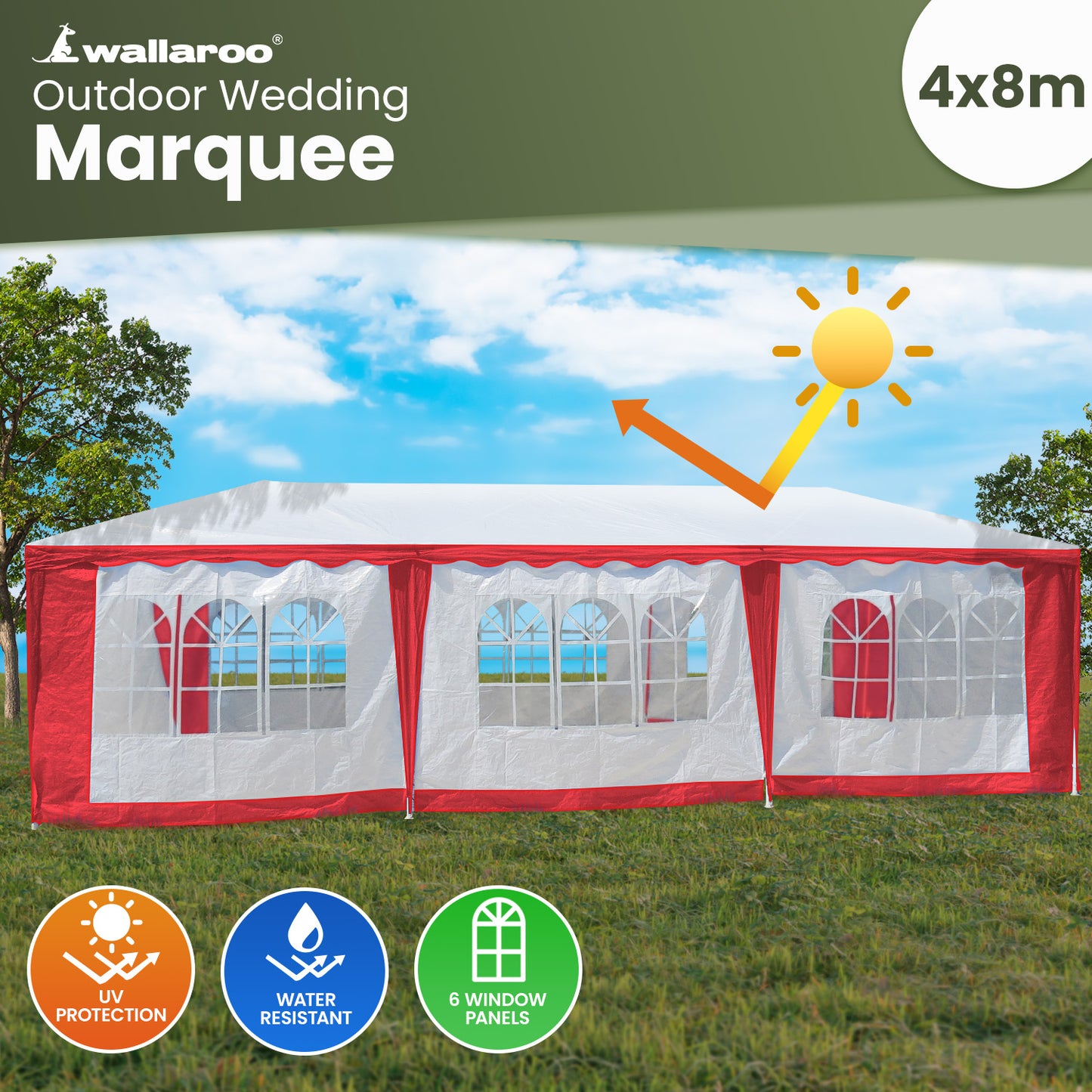 4x8 Outdoor Event Wedding Marquee Tent Red