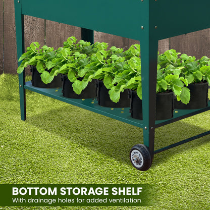 Wallaroo Garden Bed Cart Raised 108.5 x 50.5 x 80cm Steel - Green