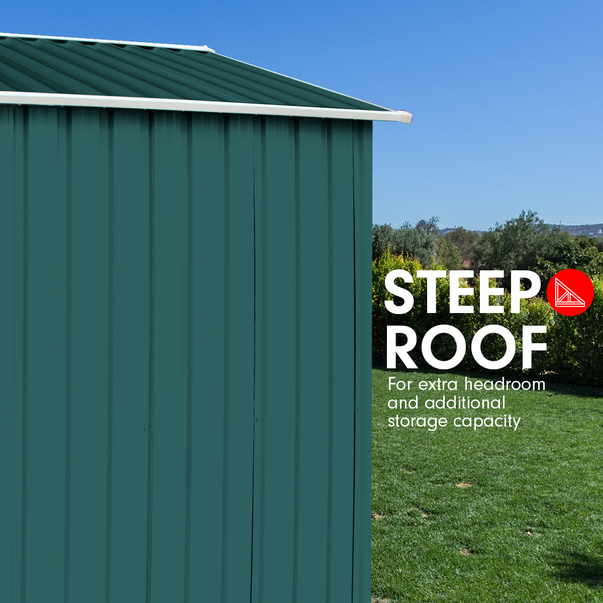 Garden Shed Spire Roof 6ft x 8ft Outdoor Storage Shelter - Green