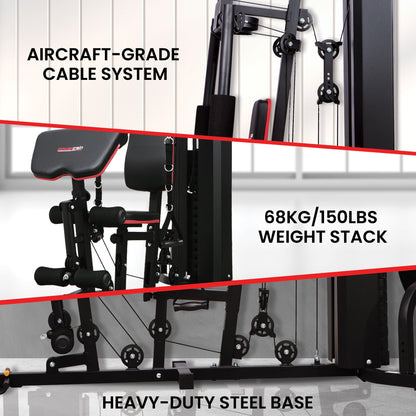 Powertrain JX-89 Multi Station Home Gym 68kg Weight Cable Machine