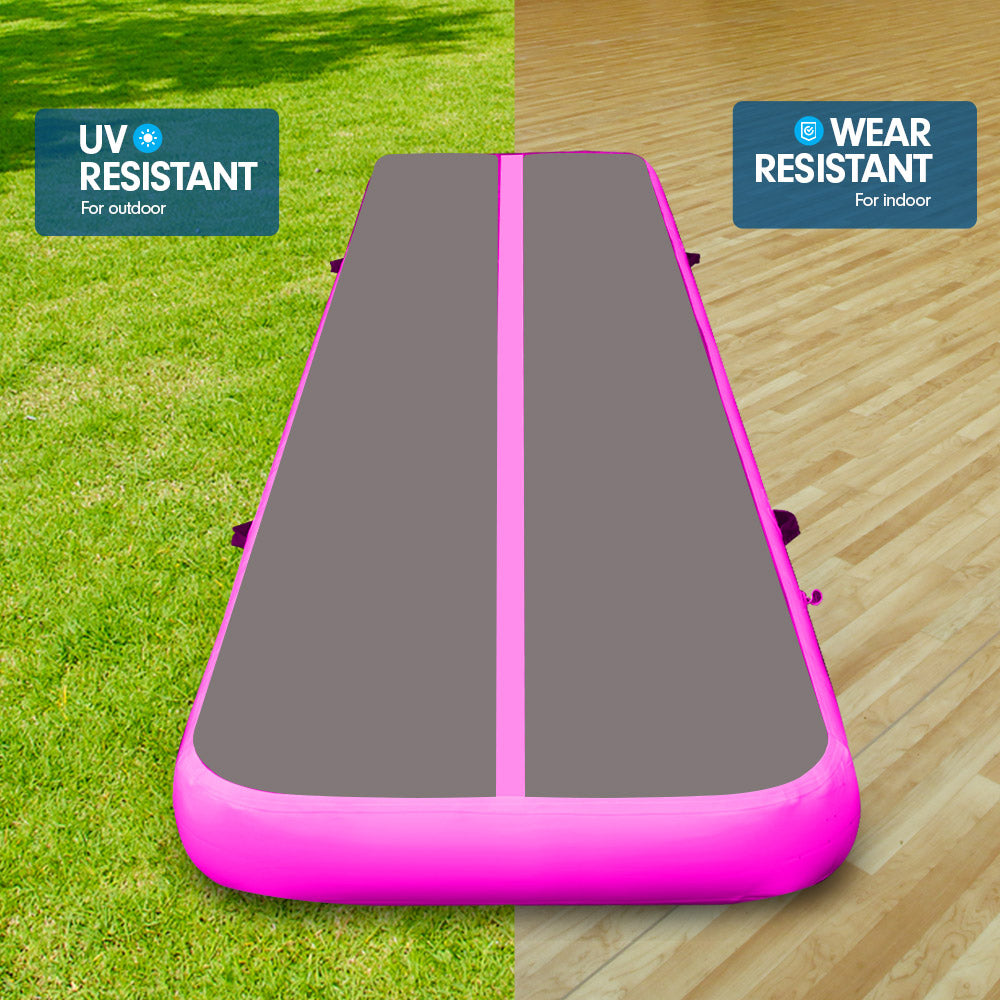 7m x 1m Air Track Inflatable Gymnastics Mat Tumbling - Grey Pink
