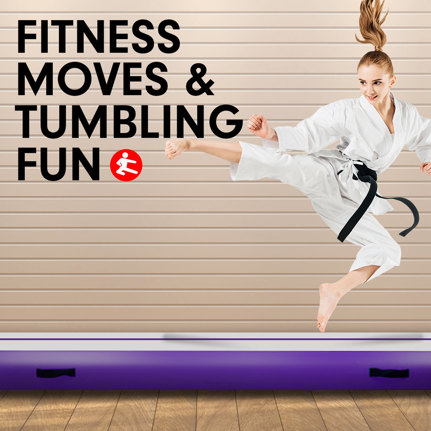 4m x 1m Air Track Inflatable Tumbling Mat Gymnastics - Purple Grey