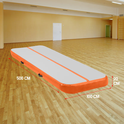 5m x 1m Air Track Inflatable Tumbling Mat Gymnastics - Orange Grey