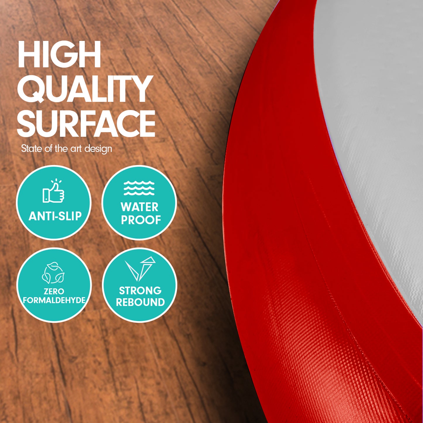 Powertrain 1m Airtrack Spot Round Inflatable Gymnastics Tumbling Mat with Pump - Red