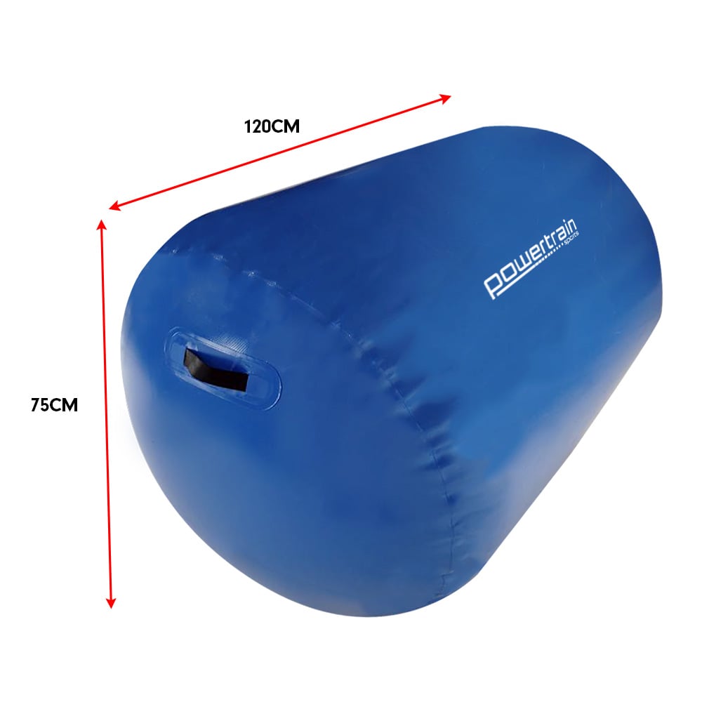 Inflatable Gymnastics Air Barrel Exercise Roller 120cm x 75cm - Blue
