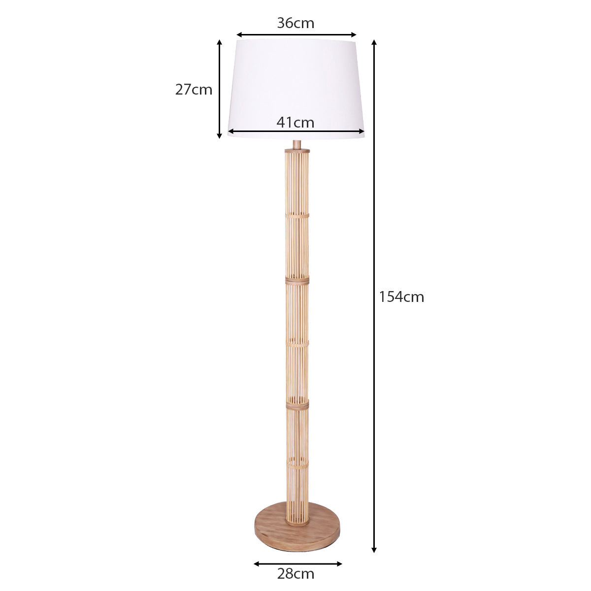 Rattan Floor Lamp With Off-White Linen Shade by Sarantino