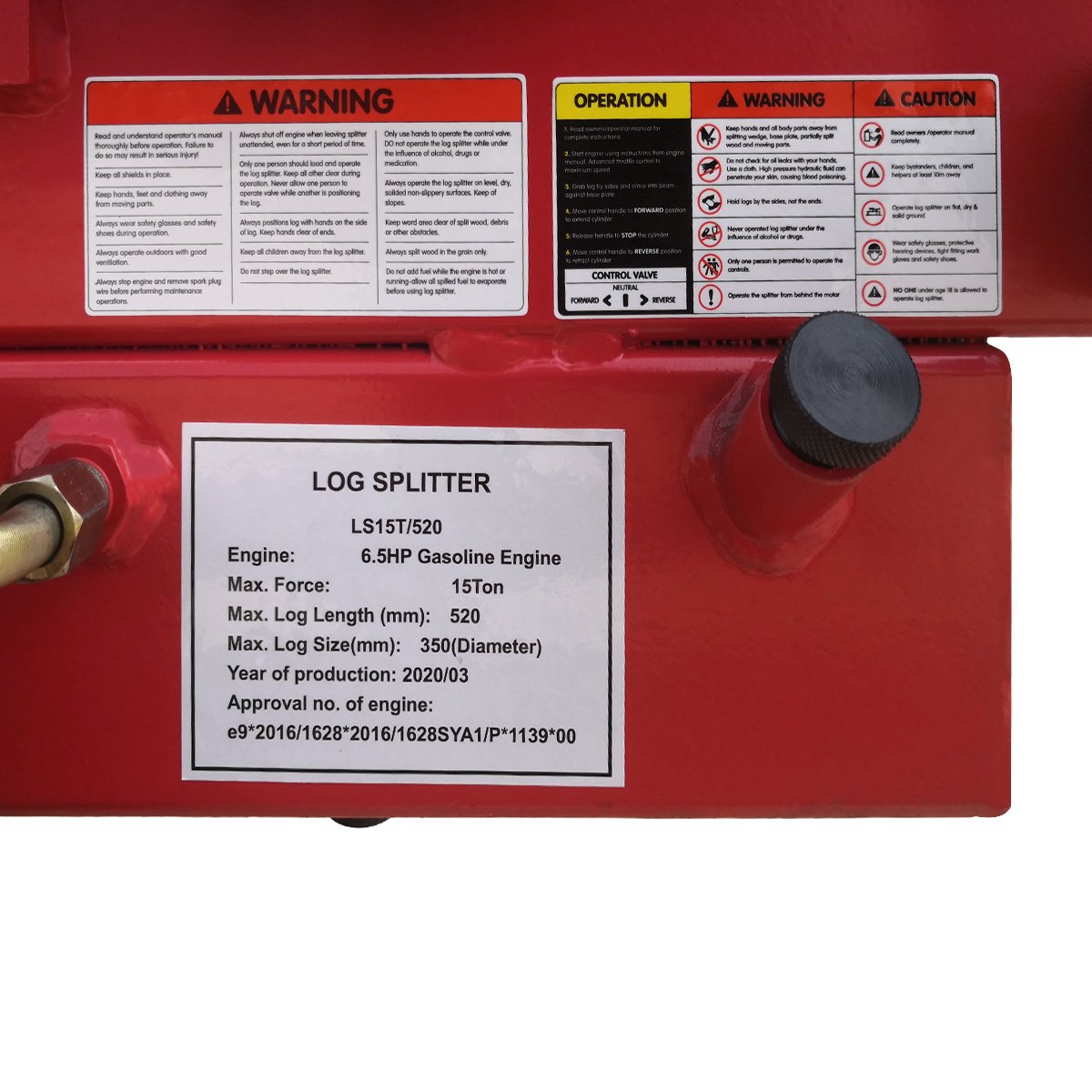Yukon Petrol Log Splitter Wood Cutter 15 Ton