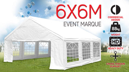 Wallaroo 6x6m Outdoor Event Marquee Gazebo Party Wedding Tent - White