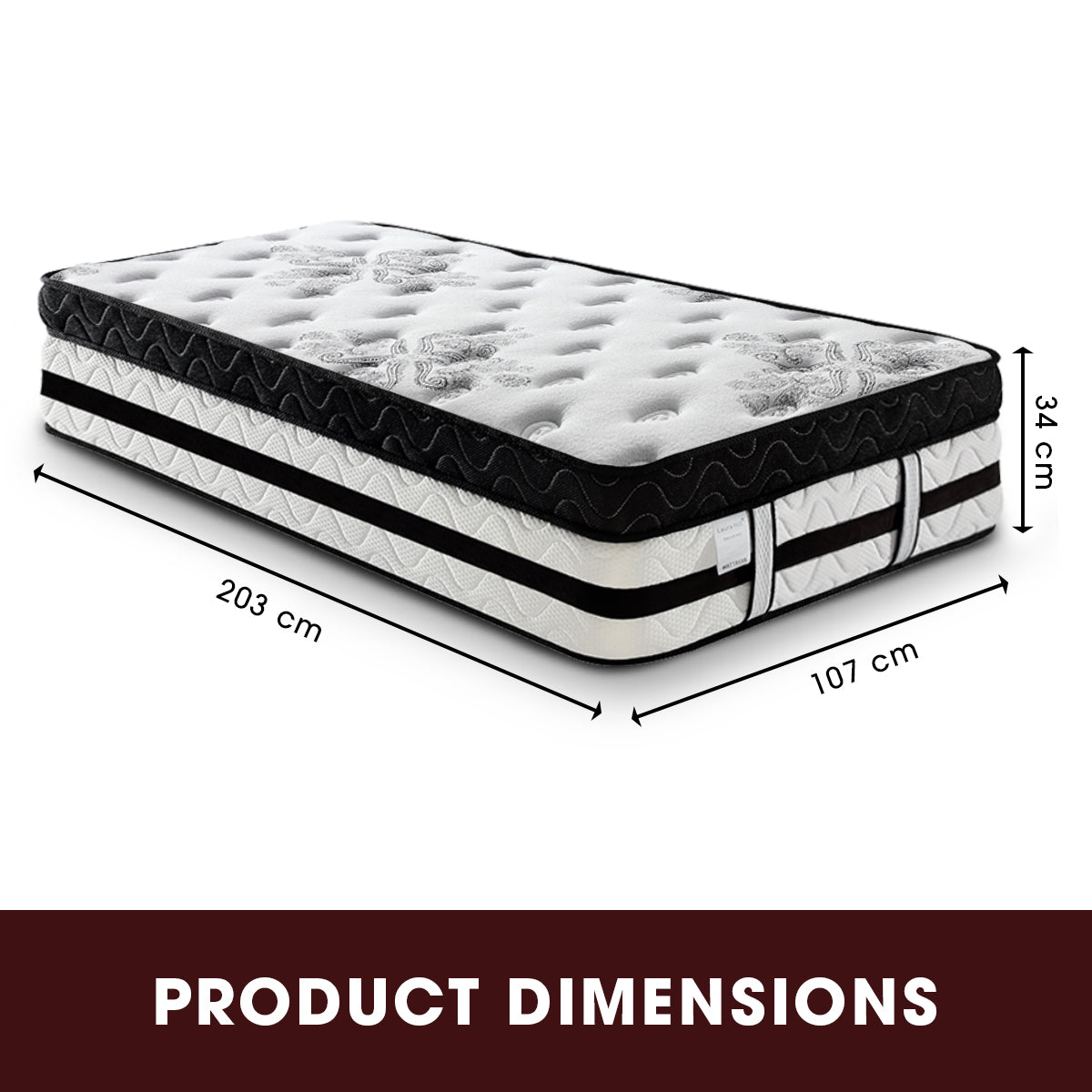 Laura Hill King Single Mattress with Euro Top - 34cm