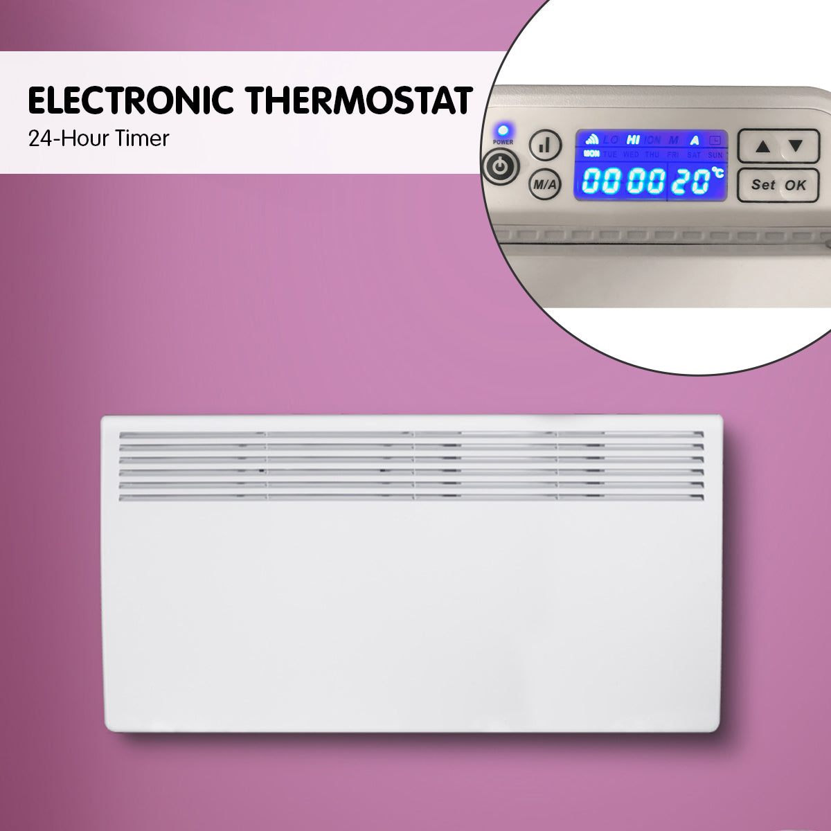 Levante NDM-15WT 1500W Electric Panel Heater Wifi Thermostat Castors