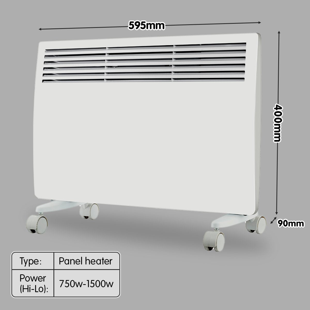 Levante NDM-15WT 1500W Electric Panel Heater Wifi Thermostat Castors