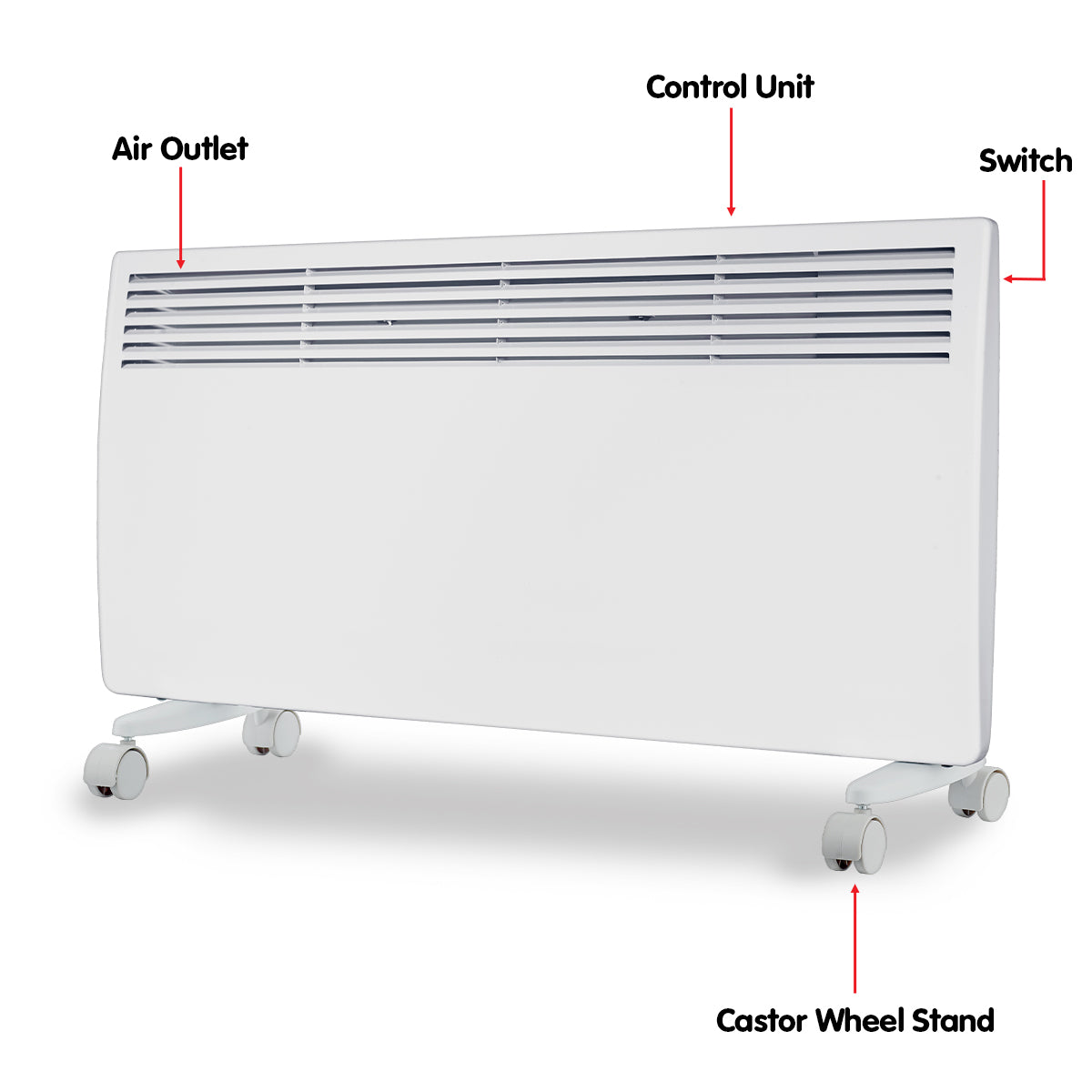 Levante NDM-20WT 2000W Electric Panel Heater Wifi Thermostat Castors