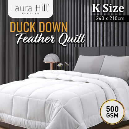 Laura Hill 500GSM Duck Down Feather Quilt Duvet Doona - King