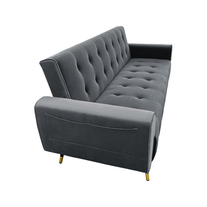 Ava Tufted Velvet Sofa Bed by Sarantino - Dark Grey