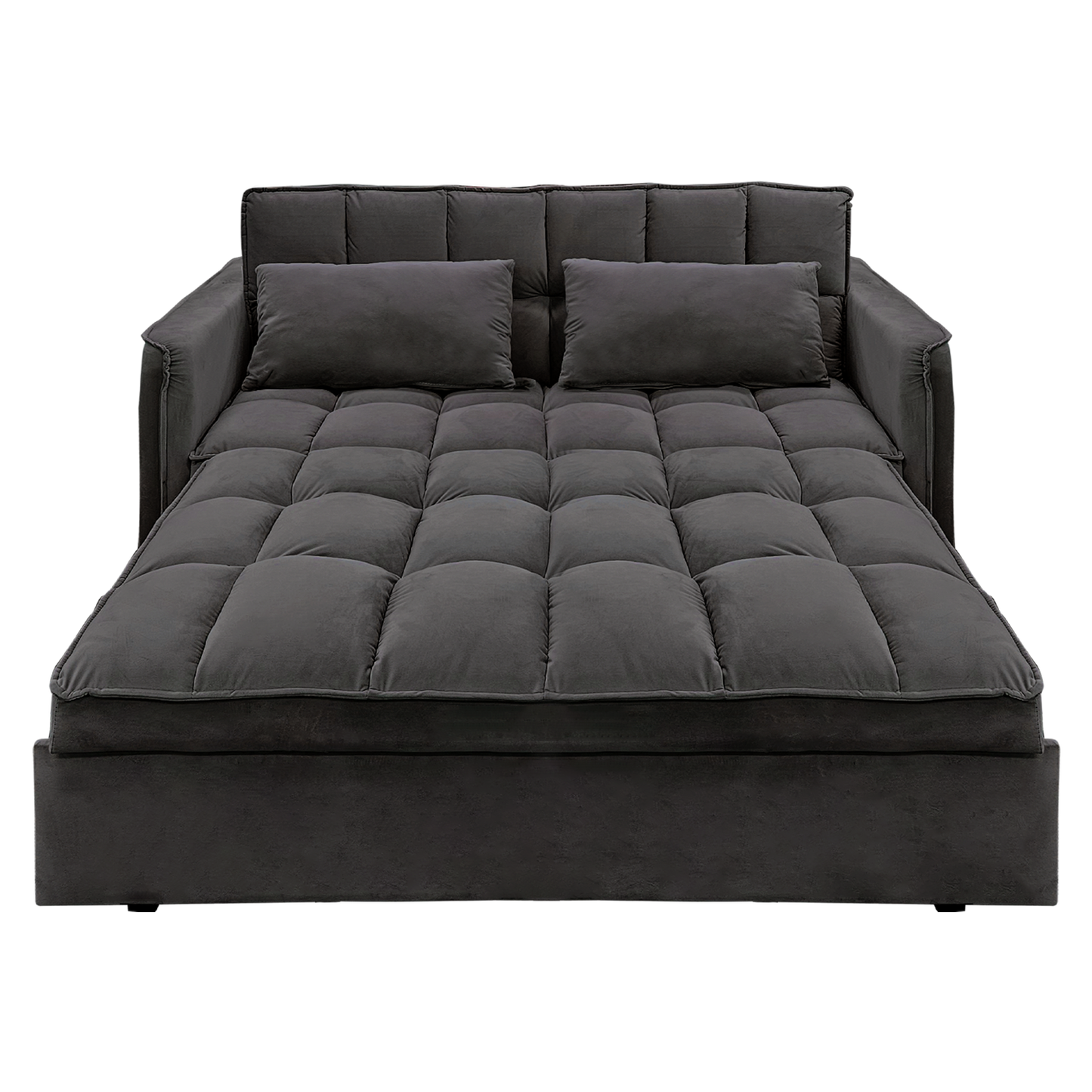 Sarantino Quincy Tufted 2-Seater Velvet Sofa Bed - Dark Grey