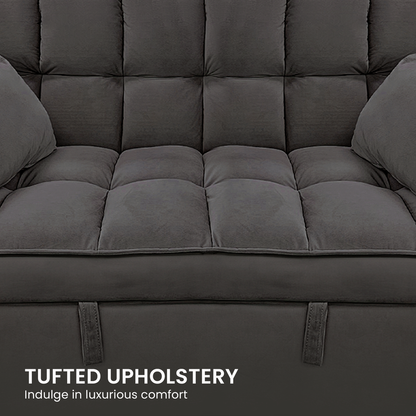 Sarantino Quincy Tufted 2-Seater Velvet Sofa Bed - Dark Grey