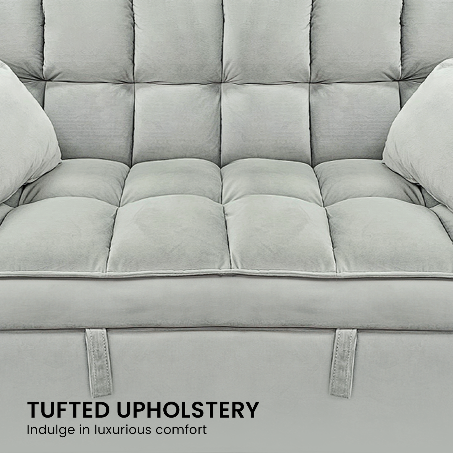 Sarantino Tufted 2-Seater Velvet Sofa Bed - Light Grey