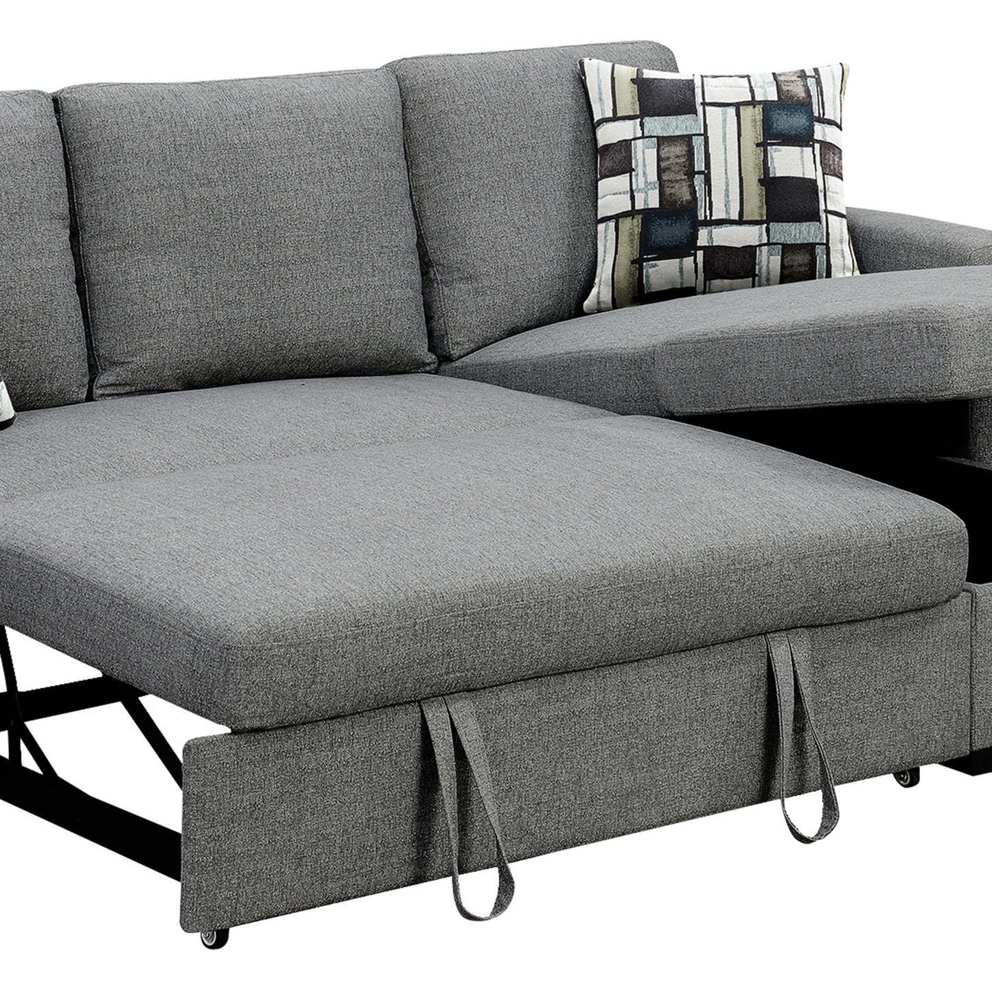 Fontana Pullout Sofa Bed with Storage Chaise Lounge Sarantino - Grey
