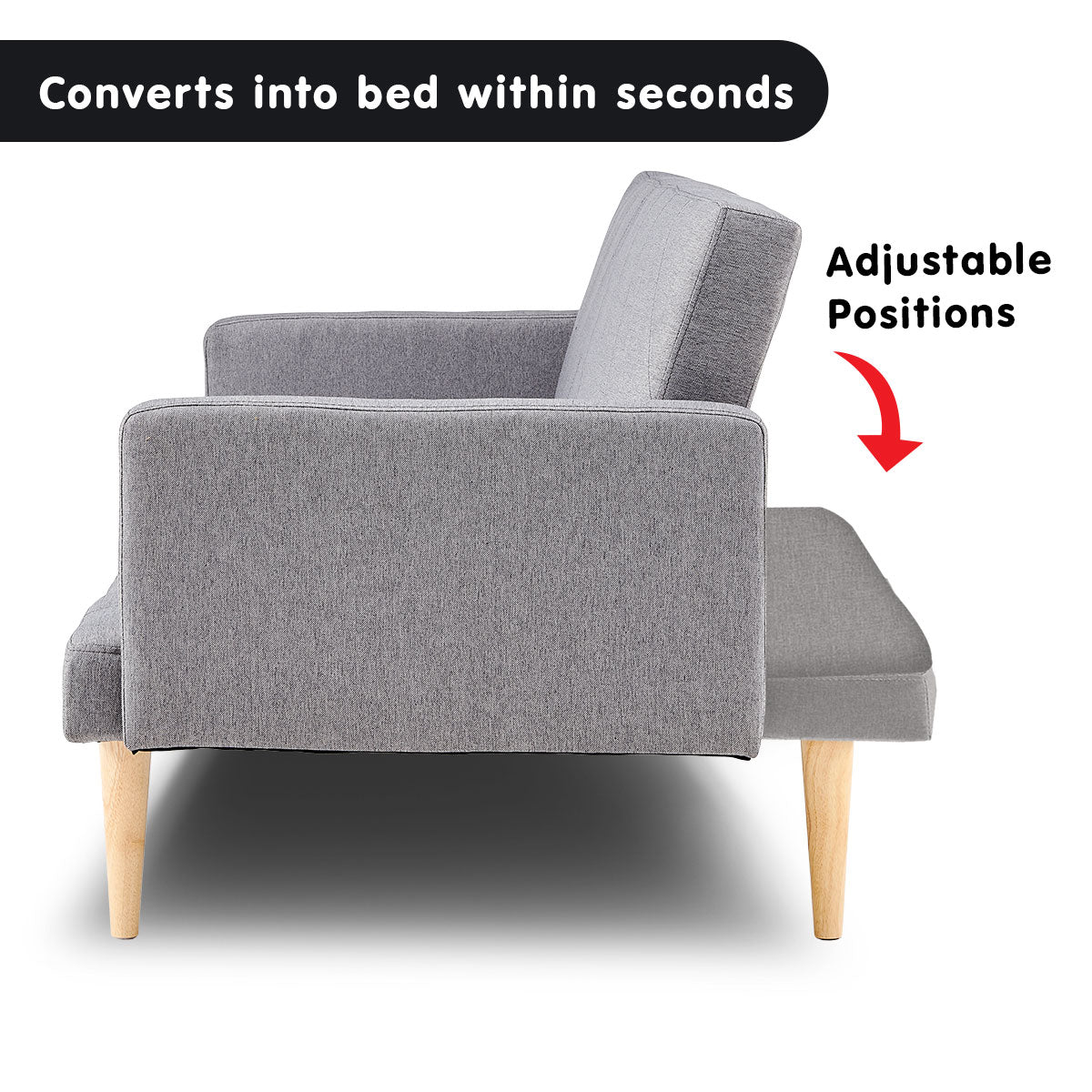 Sarantino 3 Seater Modular Linen Fabric Sofa Bed Couch Light Grey