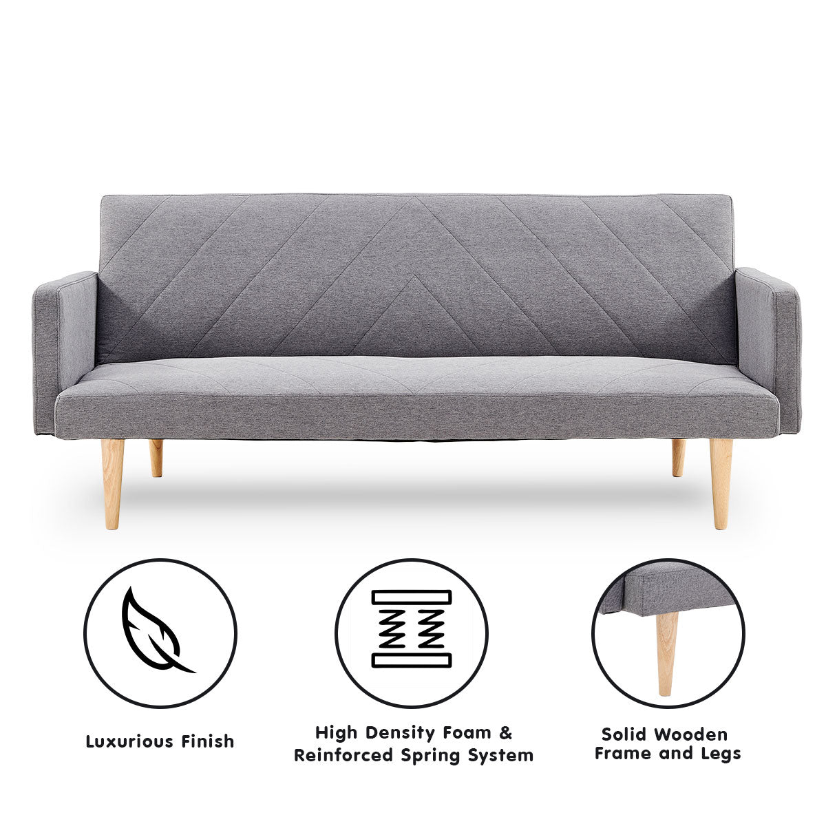 Sarantino 3 Seater Modular Linen Fabric Sofa Bed Couch Light Grey