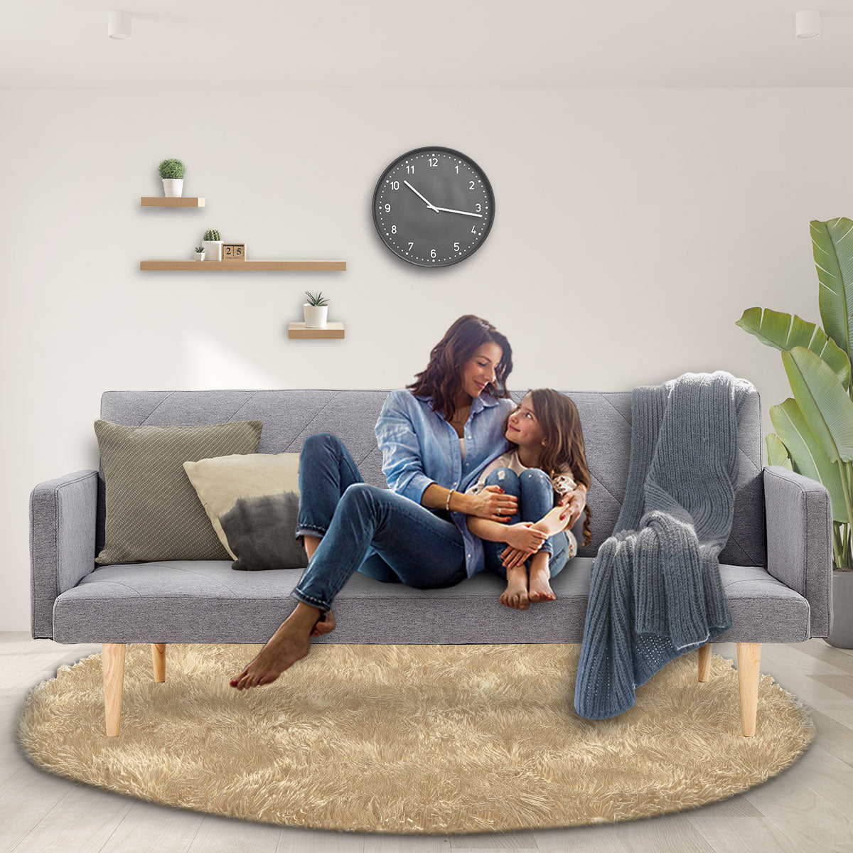 Sarantino 3 Seater Modular Linen Fabric Sofa Bed Couch Light Grey